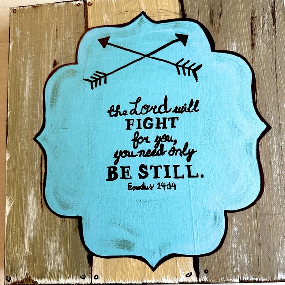 Canvas wall art - small canvas hand painted - Lord will fight for you - be still - Picture 2 of 7